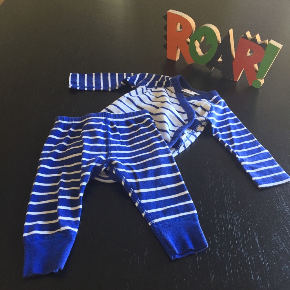 Hannah Anderson Striped Kimono Bodysuit + Pant Set